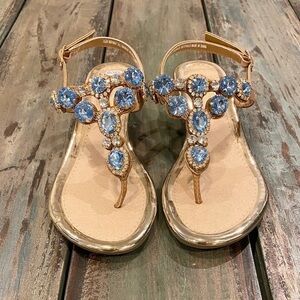 Madeline Stuart MsPinky Bling Faux Rhinestone Gemstone Flip Flop Sandals Sz 5.5
